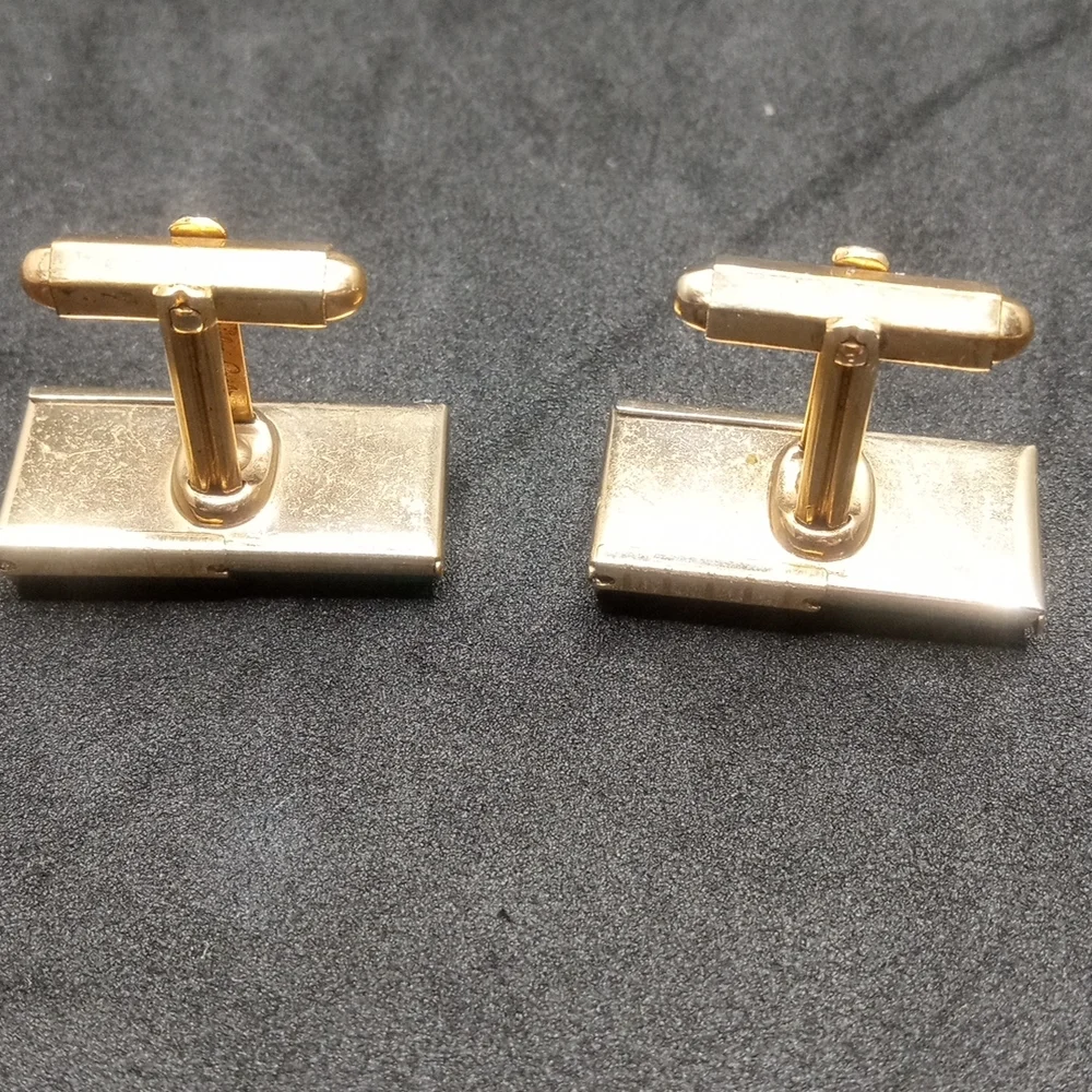 Vintage Cufflinks Green And Brown Adjustable Gold Tone By Kreisler Craft USA